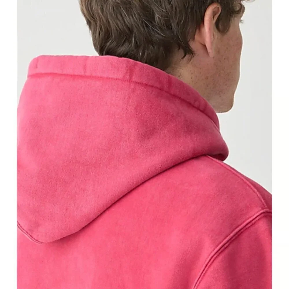 J. Crew Mens Faded Red Washed Heritage 14 oz. Fleece Hoodie Sweatshirt S